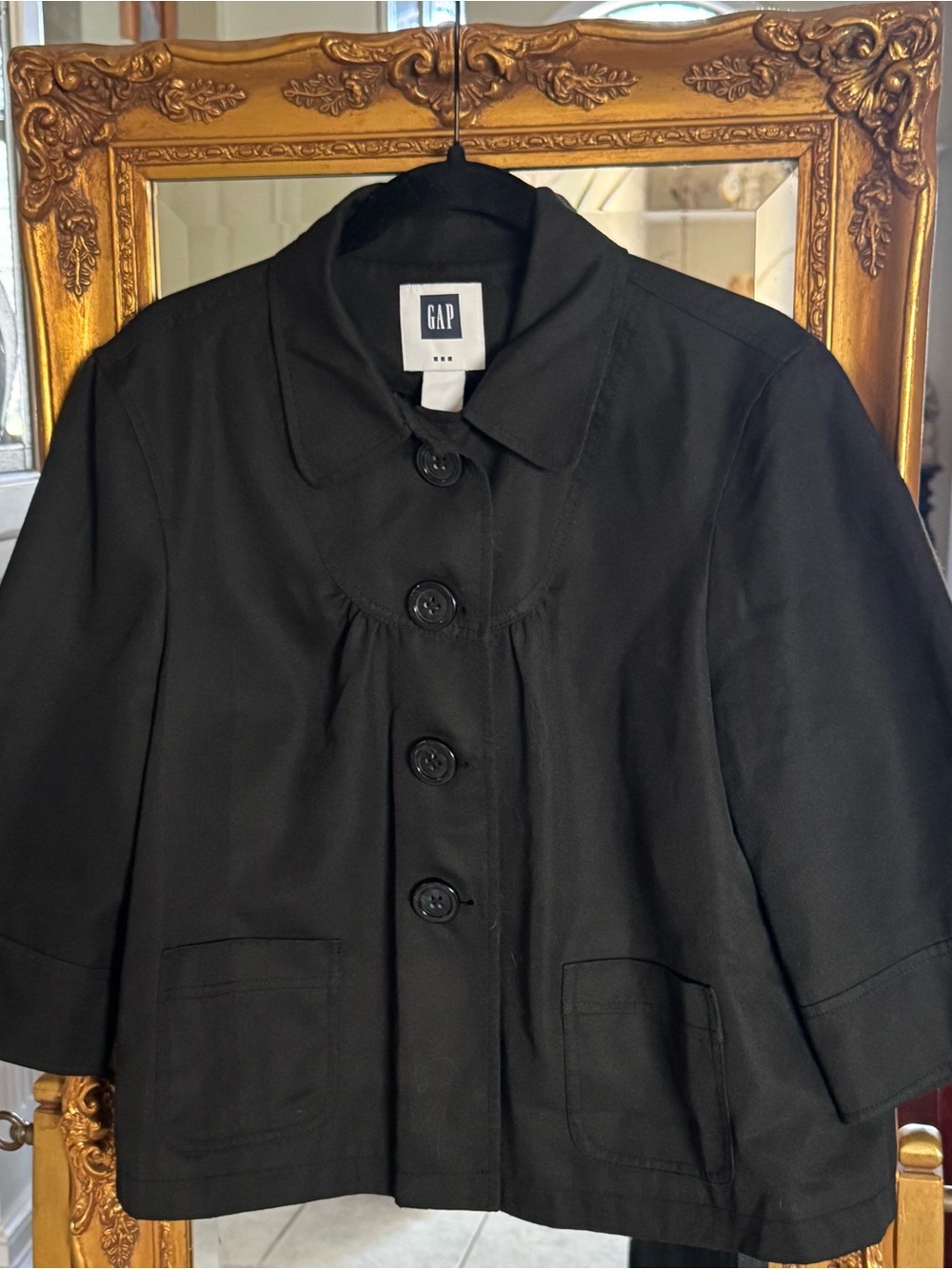 GAP Women's Black Short Trench Jacket
